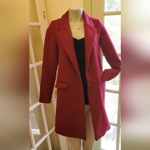 ReVamped Red Over Coat - Picture 2 of 6